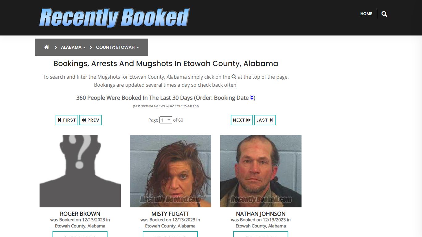 Bookings, Arrests and Mugshots in Etowah County, Alabama - Recently Booked